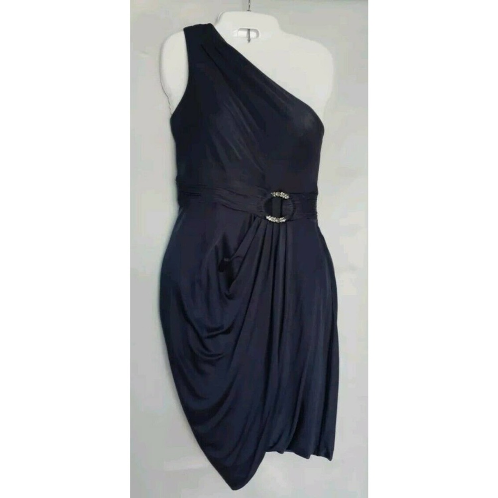 BCBG Maxazria One Shoulder Dress Size S Navy Blue